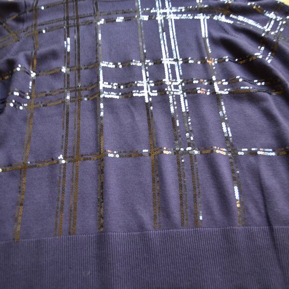Chicos Chico's Sequin Plaid Long Sleeve Sweater Size 3 NWT US XL - Picture 8 of 13